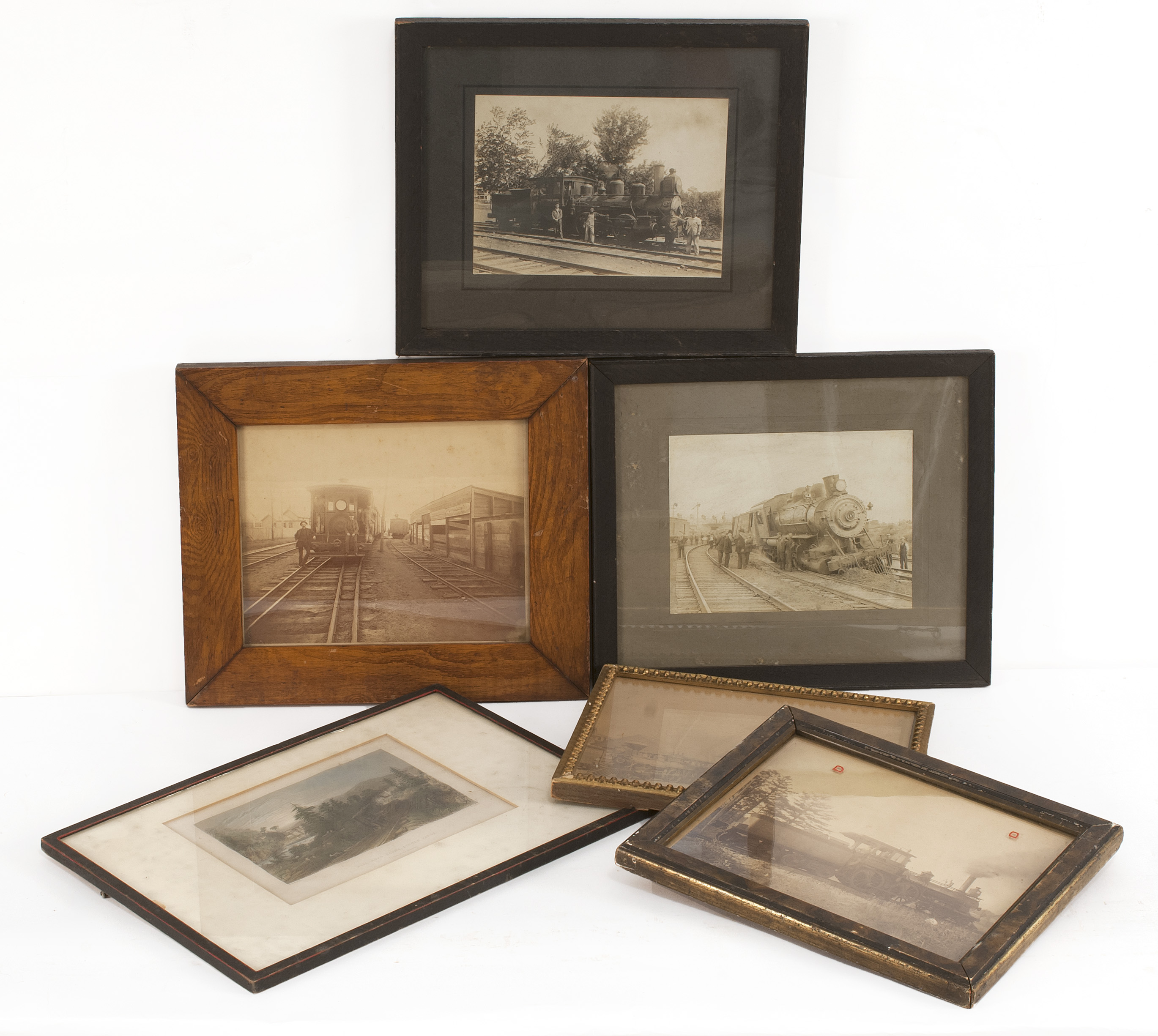 Appraisal: LOT OF FRAMED RAILROAD-RELATED PHOTOGRAPHS Late th Early th CenturySeven