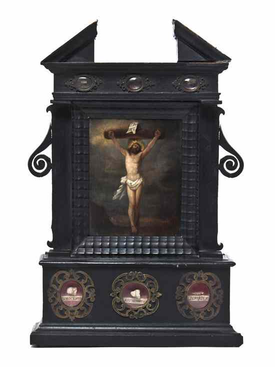 Appraisal: An Italian Ebonized Wood Reliquary th century and later having