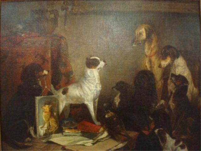 Appraisal: Unsigned th C O C of Dog Artist and Dogs