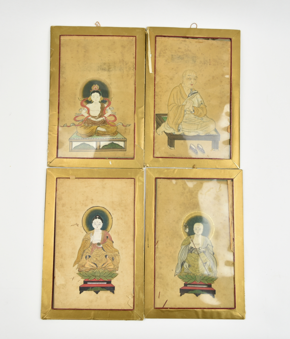 Appraisal: Japanese Buddha painting on paper all come with a gild