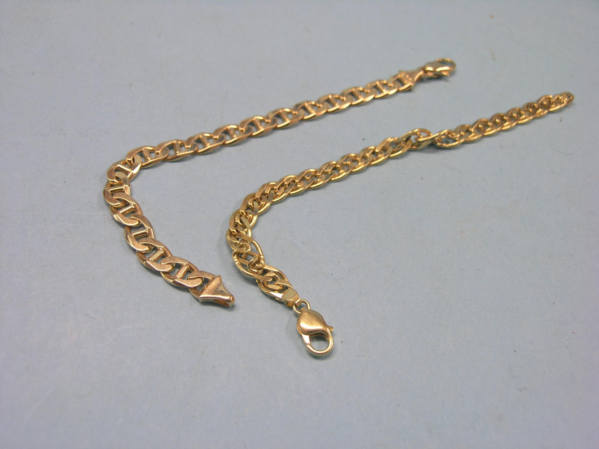 Appraisal: Two ct gold bracelets grams total