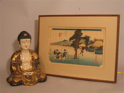 Appraisal: Five piece Asian decorative group Buddha H in PROVENANCE Property