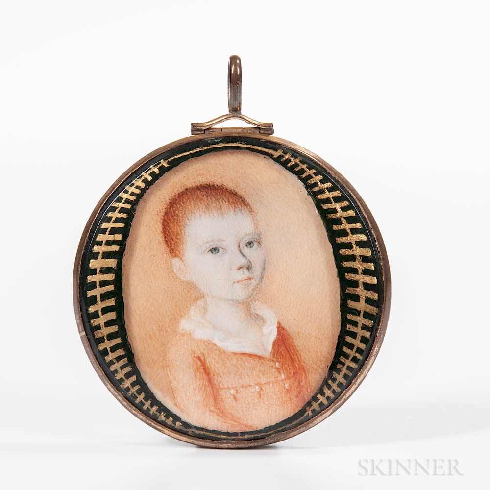 Appraisal: American School Early th Century Portrait Miniature of a Red-haired