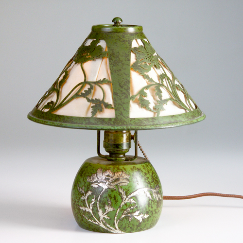 Appraisal: HEINTZ Sterling-on-Bronze boudoir lamp in a poppy pattern the small