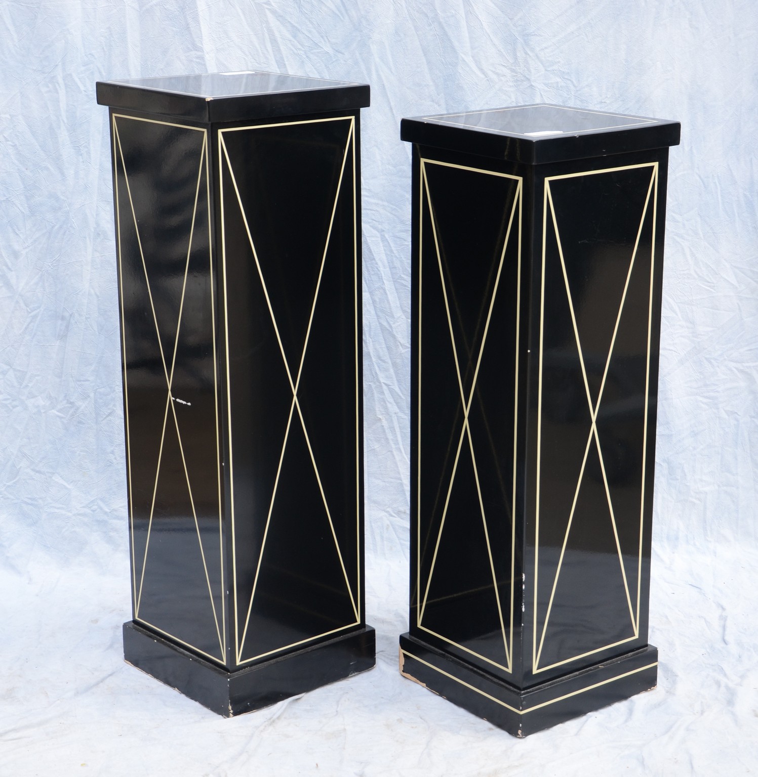 Appraisal: Pair Art Deco Pedestals square tops tallest h