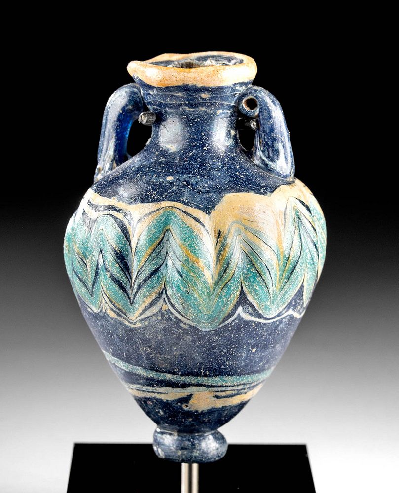 Appraisal: Beautiful Greek Core Formed Glass Amphoriskos Ancient Greece Classical Period