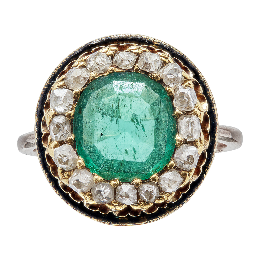 Appraisal: A th century Russian emerald and diamond ring set with