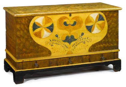 Appraisal: Grain painted and decorated dower chest with drawerscentre county pa