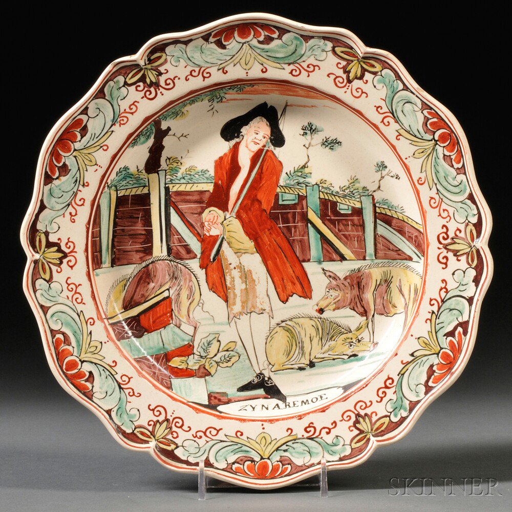 Appraisal: Dutch Decorated Cream-colored Earthenware Plate England c polychrome enamel decorated