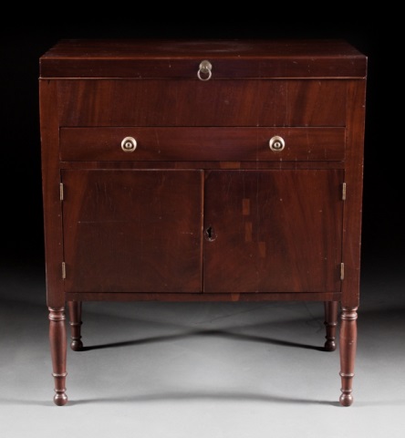 Appraisal: Regency mahogany beau brummel circa lifting top single drawer over