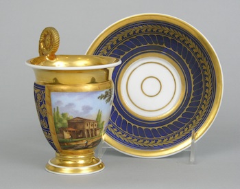 Appraisal: A Finely Painted French Porcelain Cabinet Cup and Saucer The