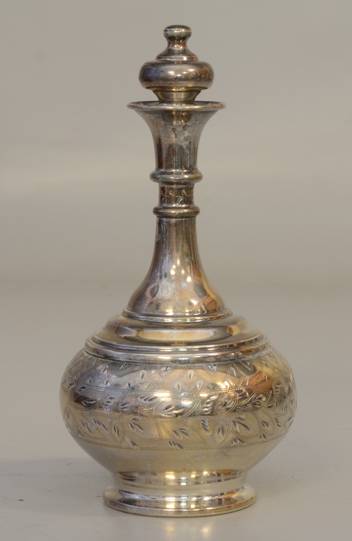 Appraisal: Russian silver engraved bottle marked and sterling body with engraving