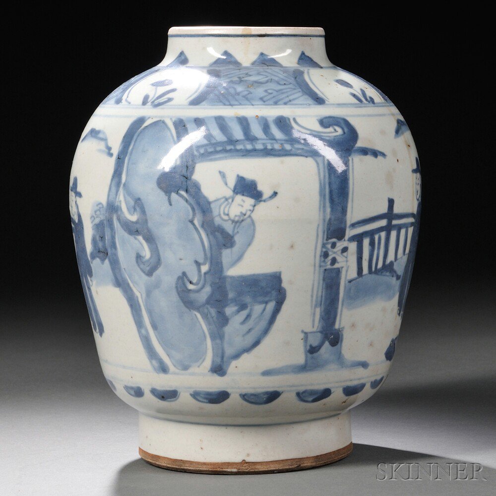 Appraisal: Blue and White Vase China possibly Transitional Period the ovoid