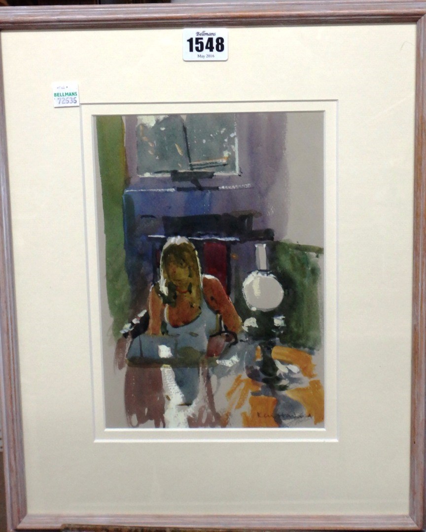 Appraisal: Ken Howard b The Cornish model watercolour heightened with white