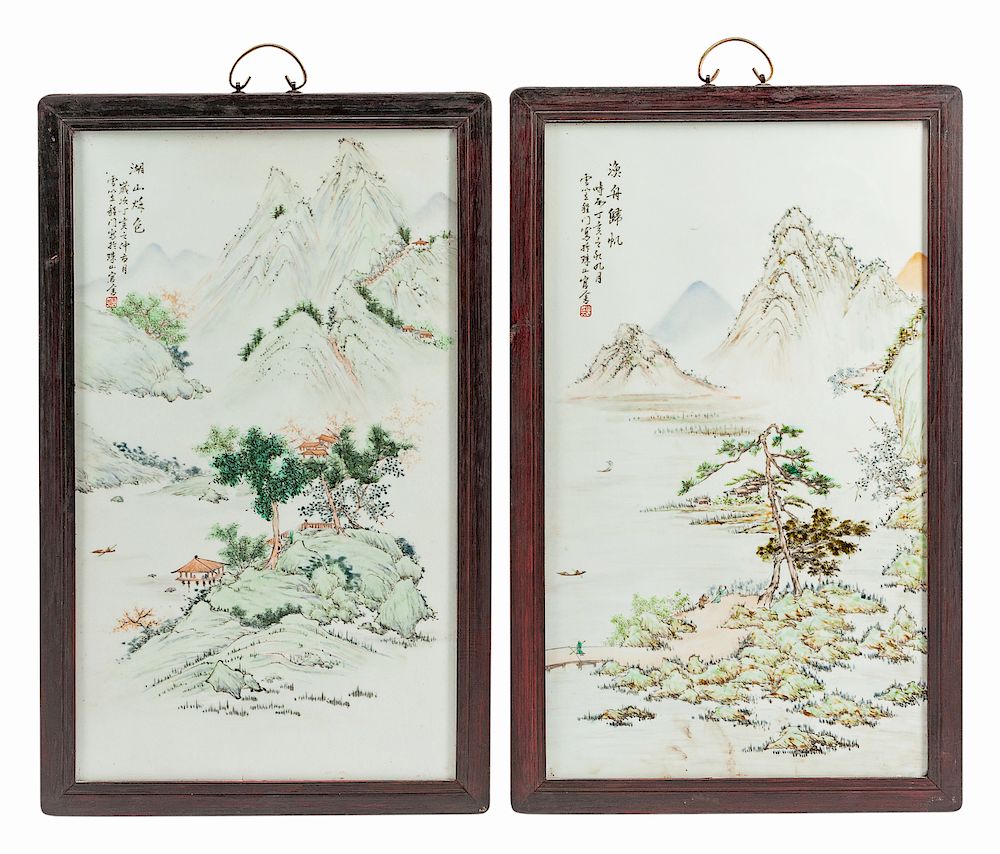 Appraisal: A Pair of Framed Chinese Porcelain Plaques A Pair of