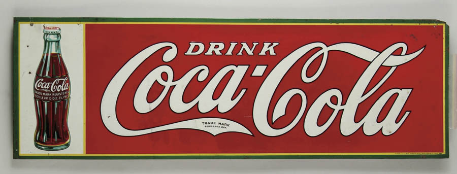 Appraisal: COCA-COLA TIN SIGN Embossed tin sign with Christmas coke bottle