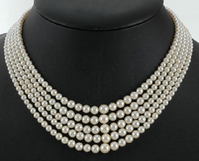 Appraisal: A multi strand cultured pearl necklace Comprising five strands of