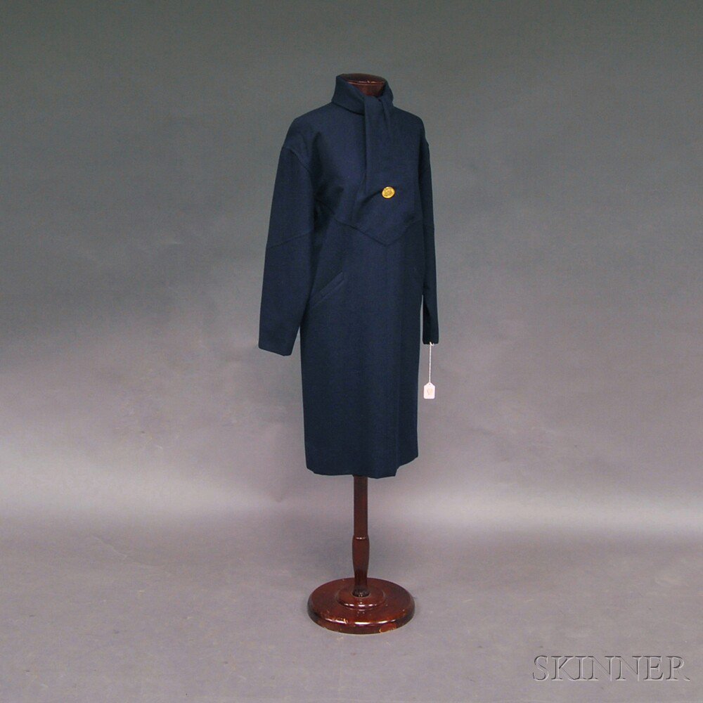 Appraisal: Chanel Navy Wool Dress with Gold-tone Button button with impressed