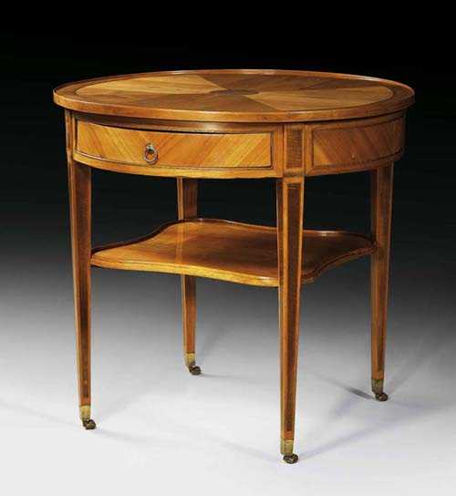 Appraisal: ROUND SALON TABLE Louis XVI South German circa Satinwood and