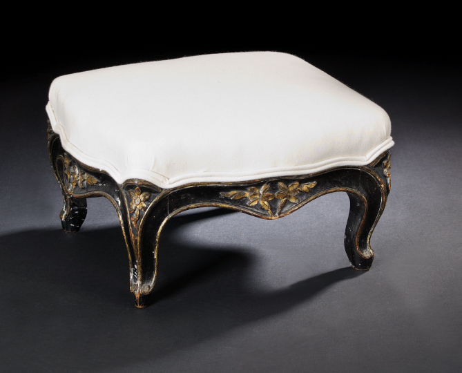 Appraisal: Napoleon III Carved Ebonized and Parcel-Giltwood Square Footstool third quarter