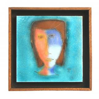 Appraisal: Joseph Tripetti American b The ceramic tile depicting a female