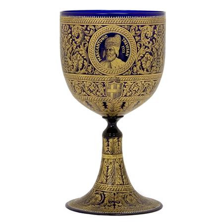 Appraisal: Italian Gilt and Enameled Glass Chalice Estimate -