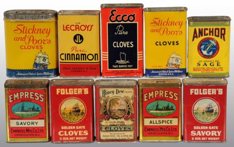 Appraisal: Lot of Spice Tins Description Solid grouping with great colors