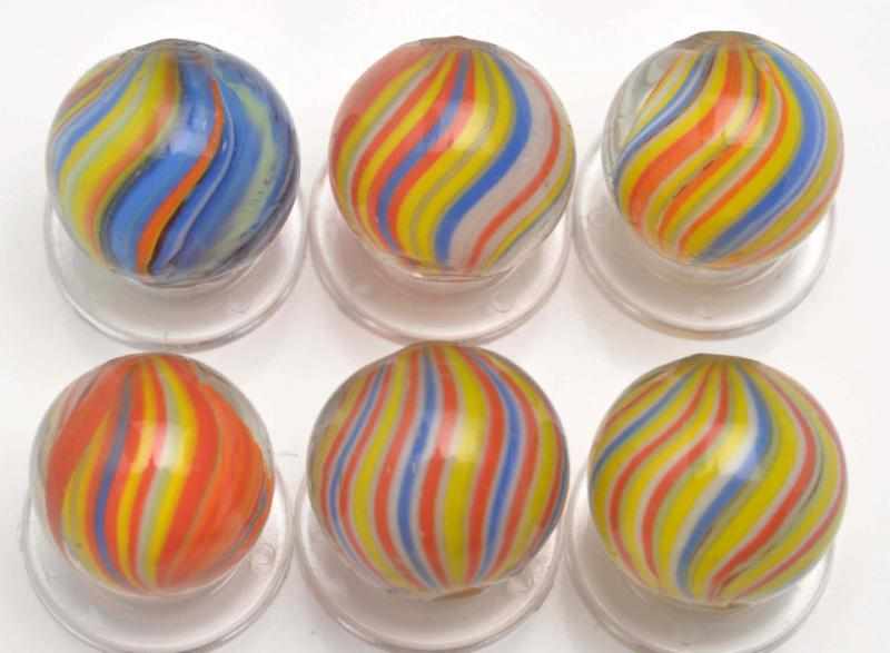 Appraisal: Lot of Joseph's Coat Marbles Description Includes six brightly colored