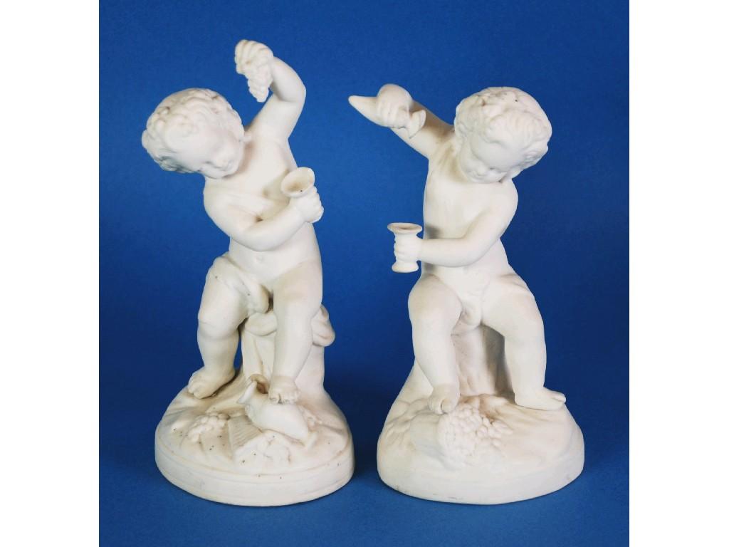 Appraisal: PAIR OF VICTORIAN PARIAN PORCELAIN INFANT BACCHIC FIGURES each with