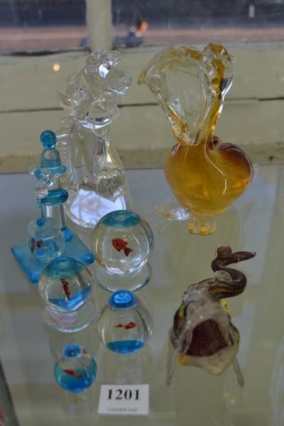 Appraisal: FIGURAL ART GLASS GROUP INCL MURANO ETC