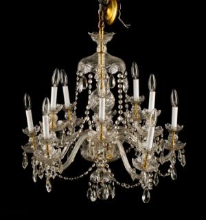 Appraisal: Waterford Style Ten Light Crystal Chandelier A th century Waterford