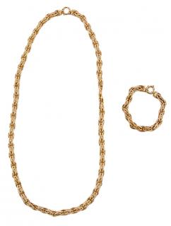 Appraisal: kt Fancy Link Necklace Bracelet matching set of textured and