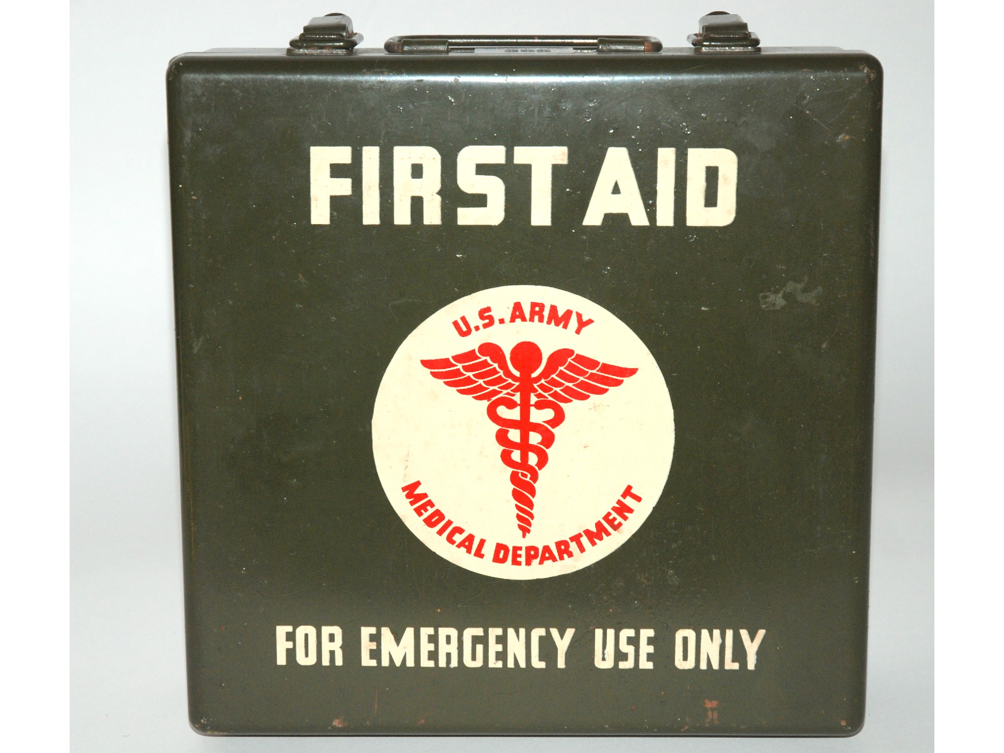 Appraisal: A US Army Medical Department first aid tin lacking contents