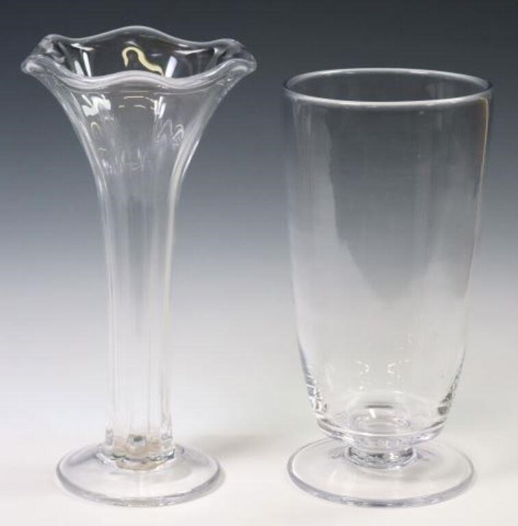 Appraisal: lot of Colorless glass vases Simon Pearce Irish-American b both