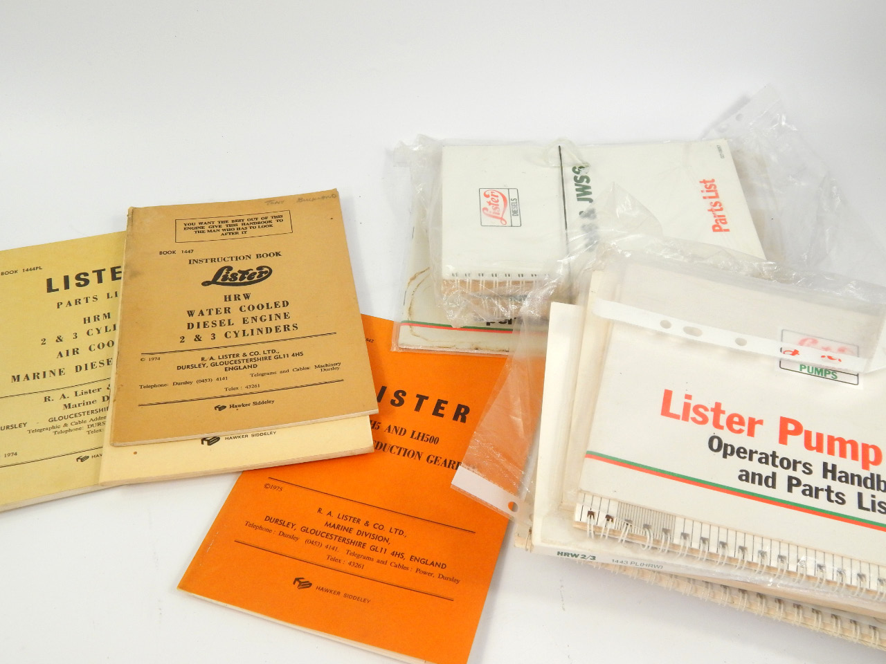 Appraisal: A collection of Lister Diesels parts lists and instruction manuals