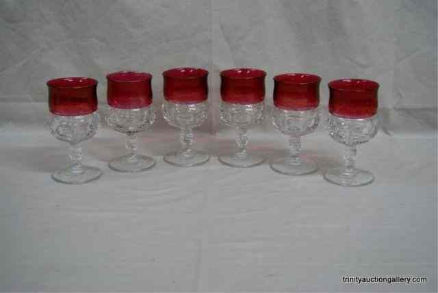 Appraisal: King's Crown Cranberry Water Goblet SetThis is for a set