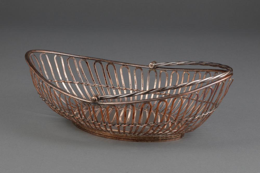 Appraisal: Georgian Sheffield Plate Wirework Cake Basket c - navette form