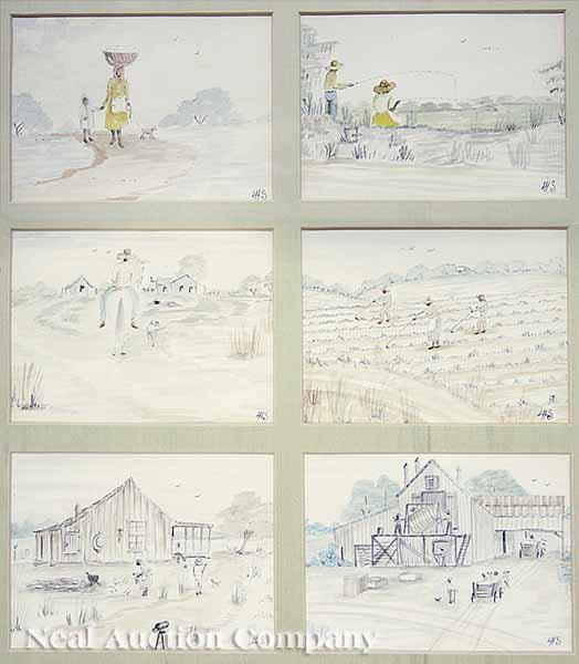 Appraisal: Southern School early th c Six Vignettes of African American