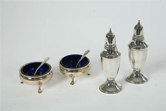 Appraisal: FOUR PIECES OF STERLING A salt and pepper by Reed