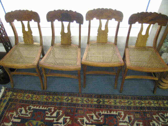 Appraisal: Set of Victorian Cane Seat Side Chairs fancy burl backs