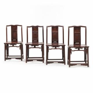 Appraisal: Set of Four Chinese Side Chair th century probably jumu