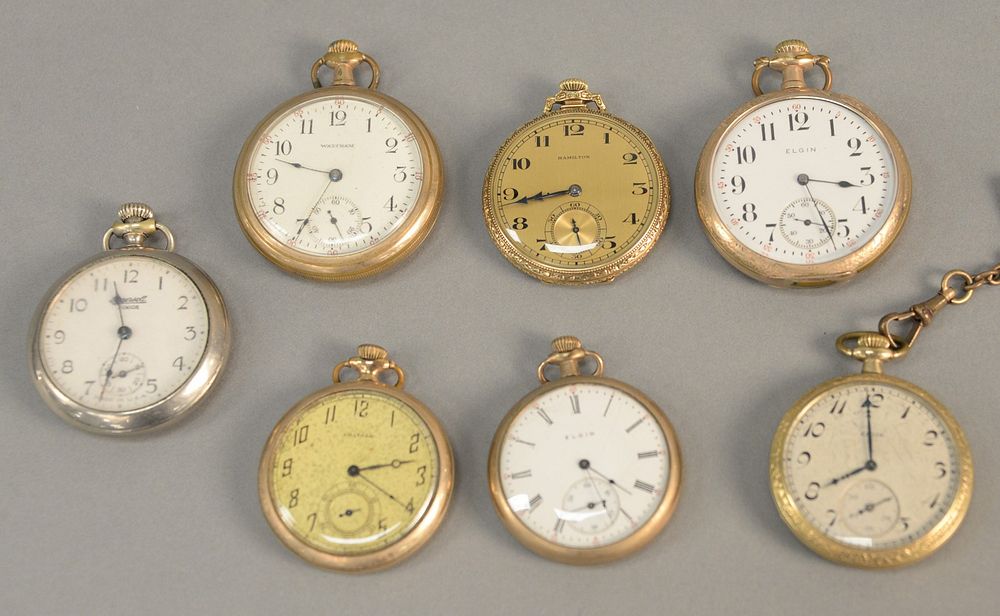 Appraisal: Seven various pocket watches to include Waltham Elgin and Ingersoll