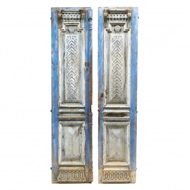 Appraisal: LARGE PAIR OF ANTIQUE FRENCH PAINTED DOORS Late th century