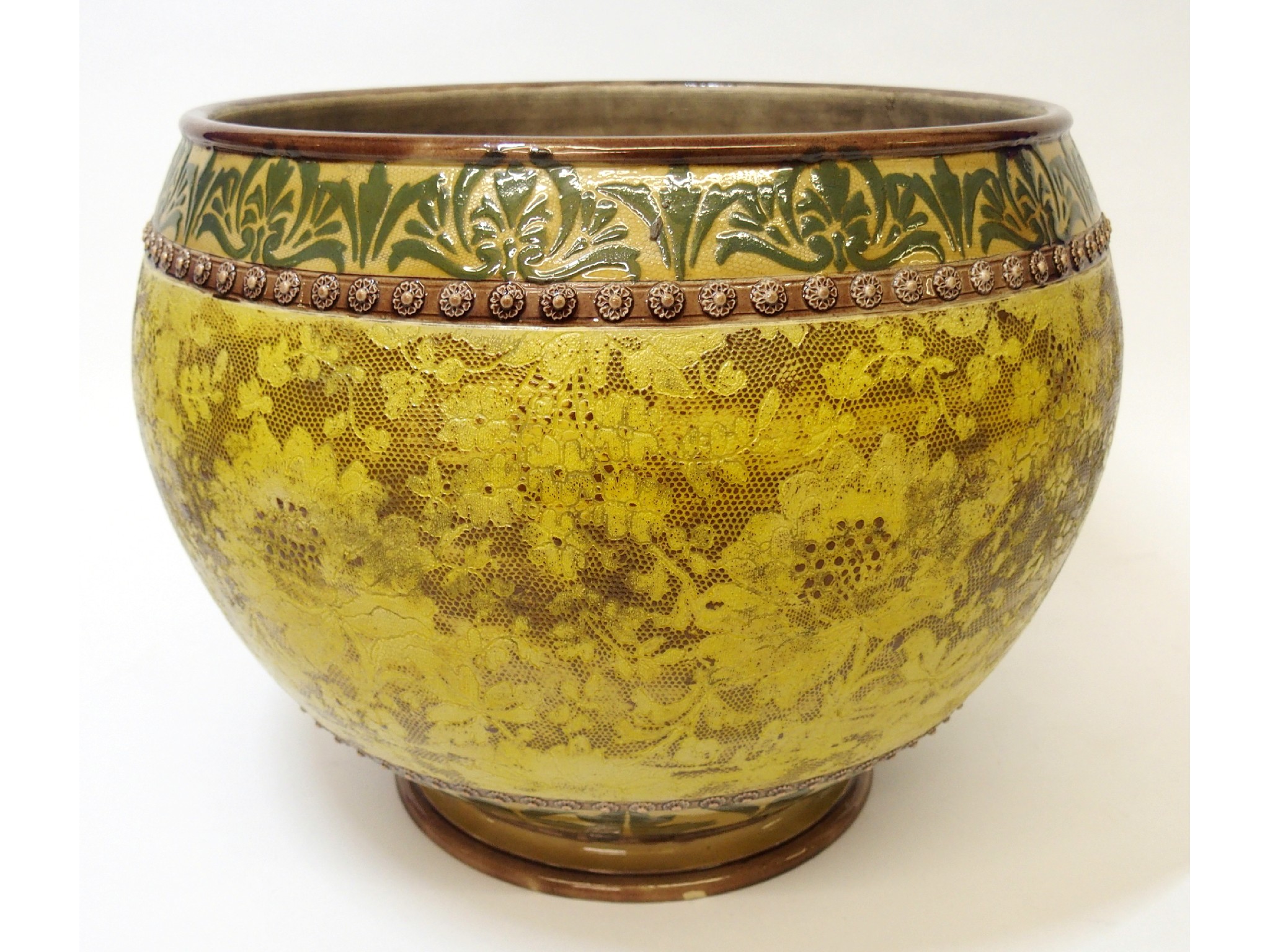 Appraisal: A Doulton Slaters pottery jardiniereenamelled with stylised flowers and foliage