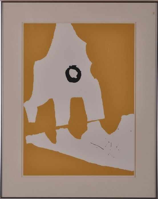 Appraisal: ROBERT MOTHERWELL - UNTITLED Lithograph and collage x in sight