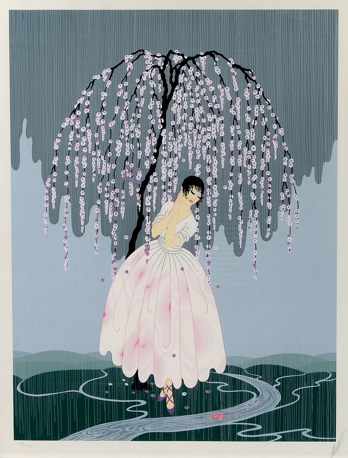 Appraisal: ERTE Russian - Blossom Umbrella Serigraph sight size '' x