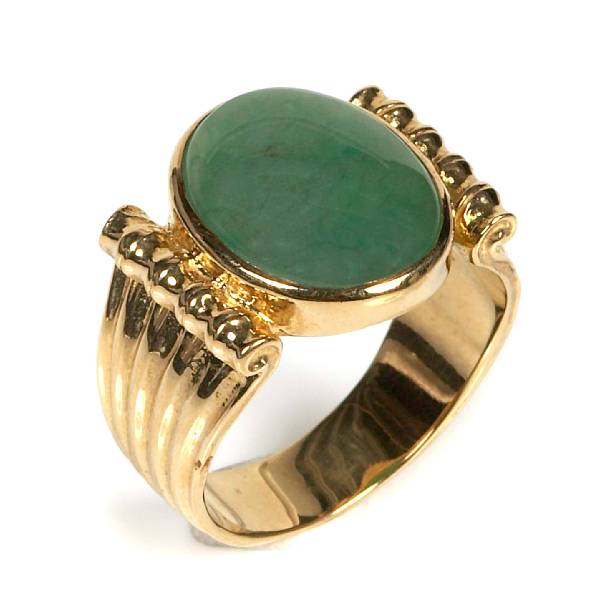 Appraisal: A jade and k gold ring grs gross