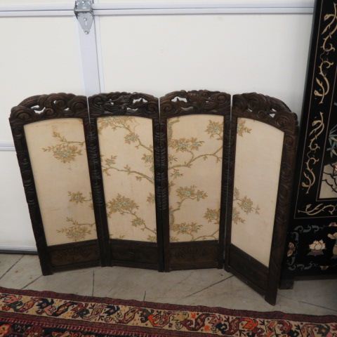 Appraisal: Chinese Carved Four Panel Screen dragon decor tall wide fully