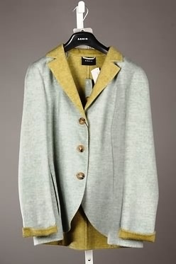 Appraisal: Akris muted green with lime collar and cuffs cashmere jacket