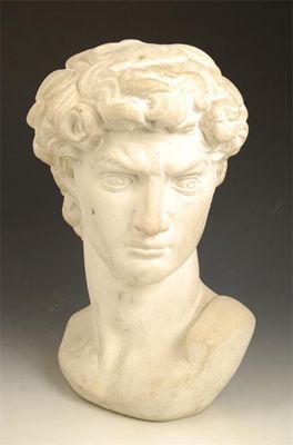 Appraisal: After Michelangelo Buonarroti A plaster portrait bust of David in